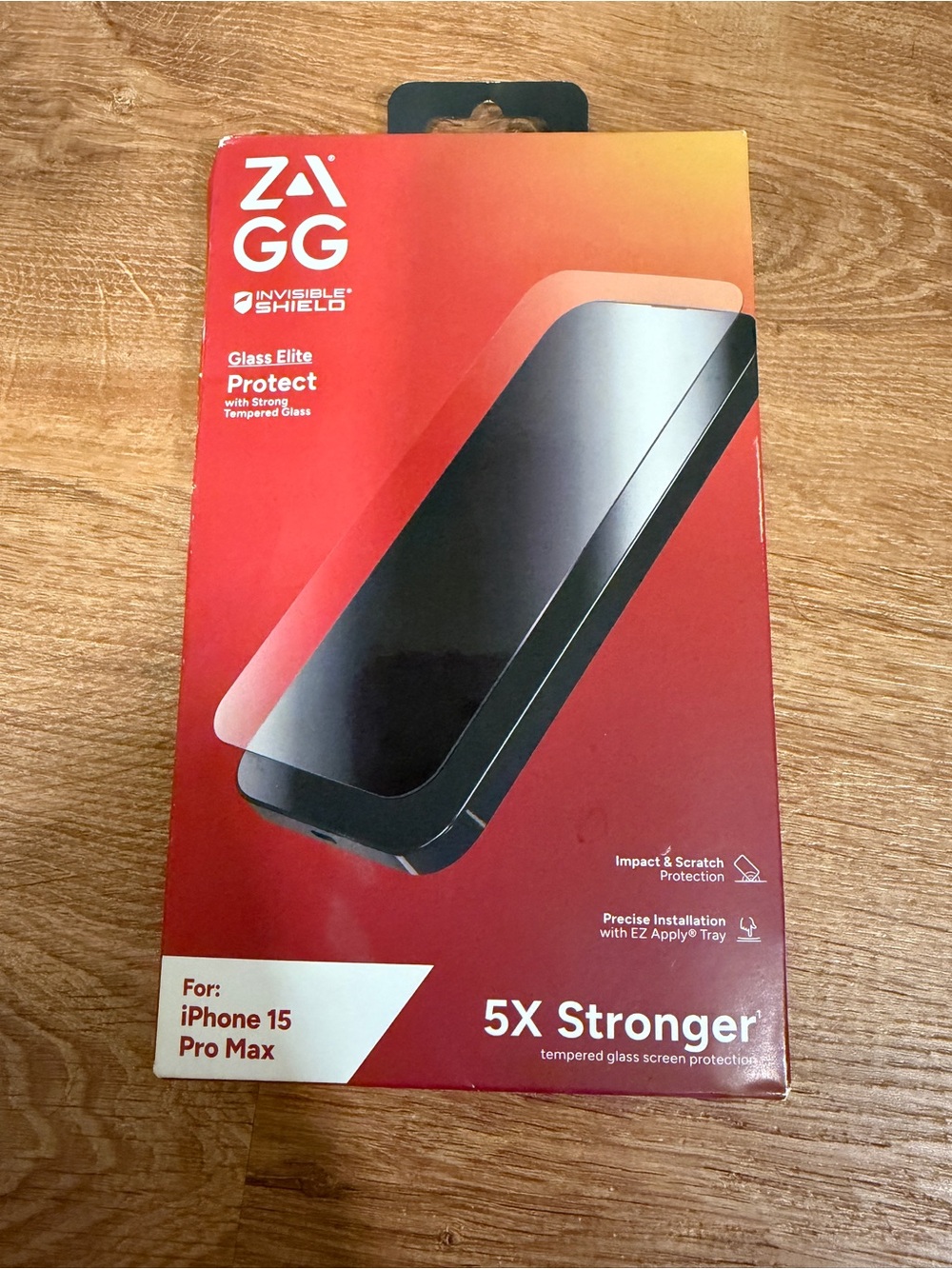 Glass Elite Tempered Screen Protector for iPhone 15 Pro Max - Red Packaging